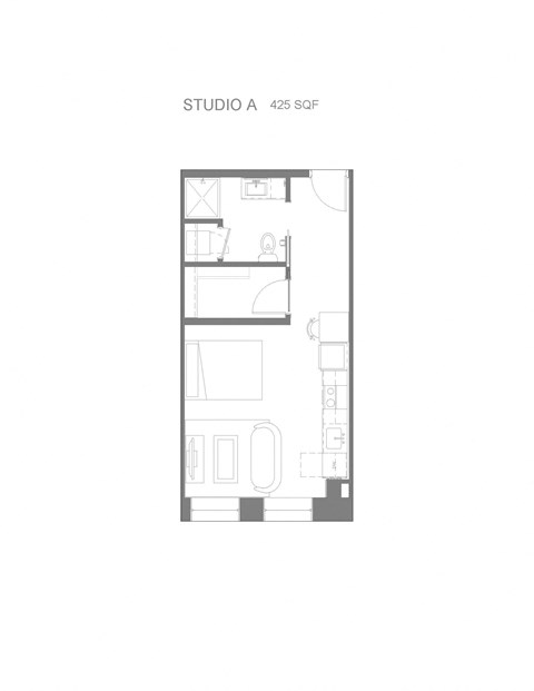 Floor plan for studio, 1 bath, 488 sqft